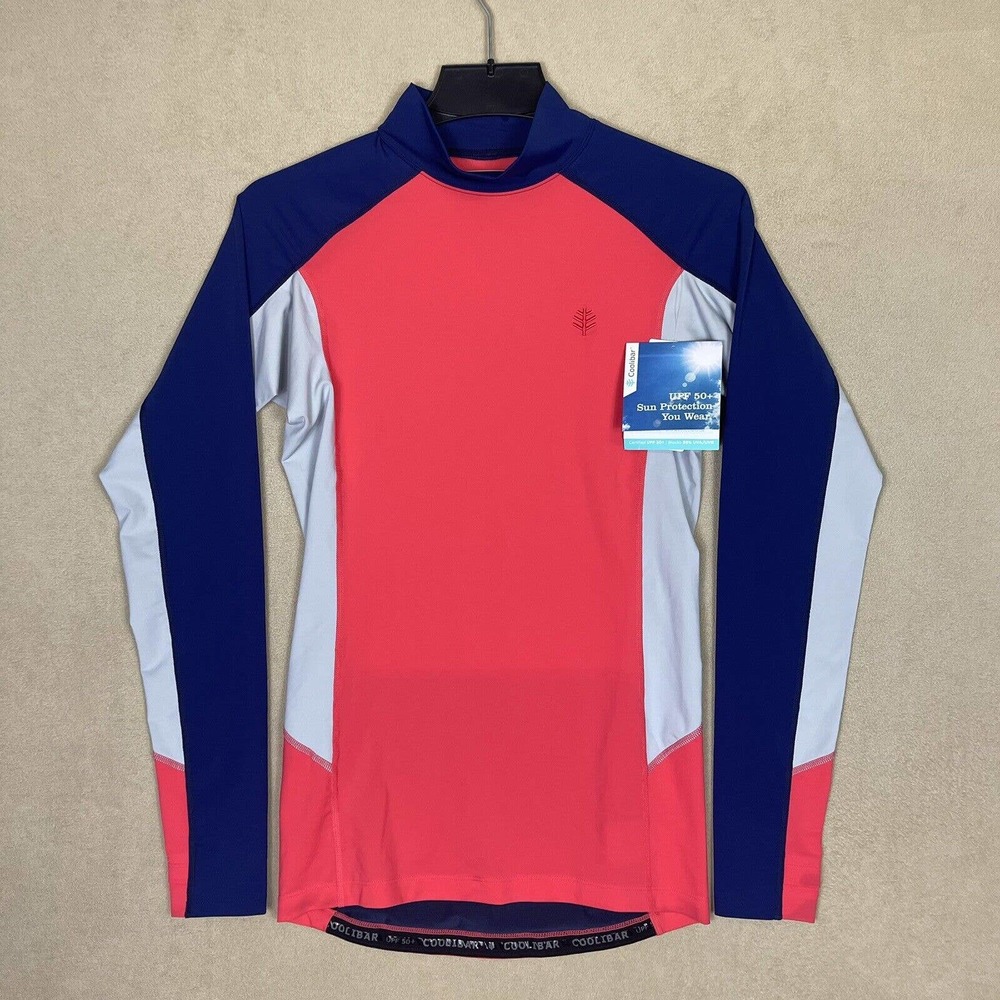 Coolibar Point Break Rash Gard Mens‎ S Multicolor Mock Neck Stretch UPF 50+